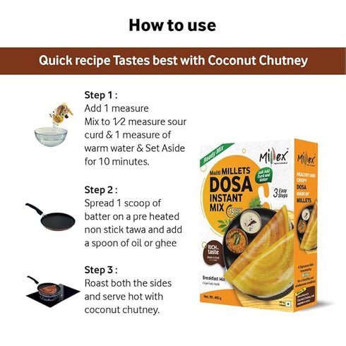 Millex Sprouted Ragi Masala Dosa Ready Mix & Multi Millets Dosa Instant Mix
